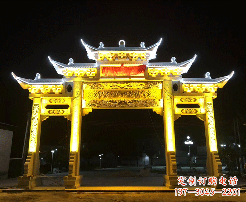 达州石雕古代牌坊云头柱
