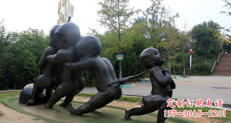 达州拔萝卜的小孩街边景观铜雕