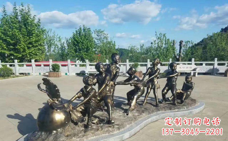 达州拔萝卜人物铜雕 (2)