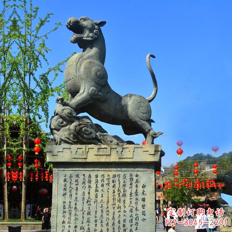 达州白虎铜雕景观雕塑-景区园林神兽动物标识