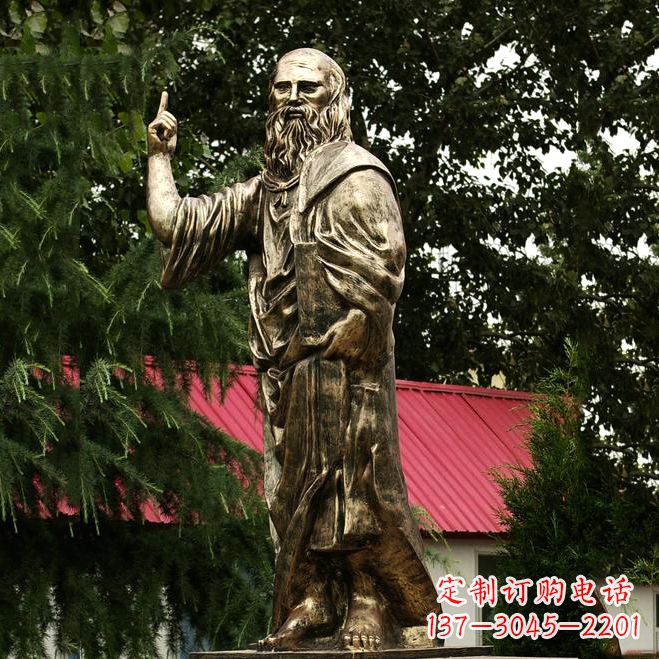 达州柏拉图玻璃钢仿铜雕像-古希腊哲学家雕塑