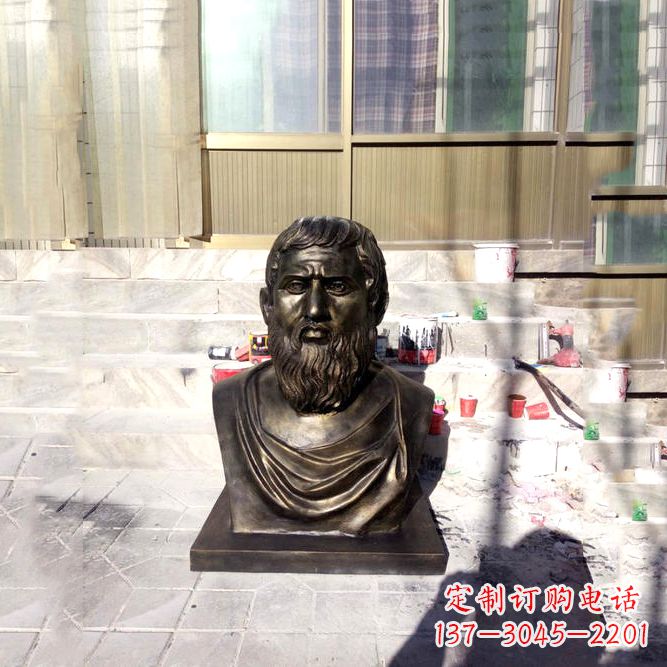 达州柏拉图仿铜头像-玻璃钢仿铜世界名人雕塑