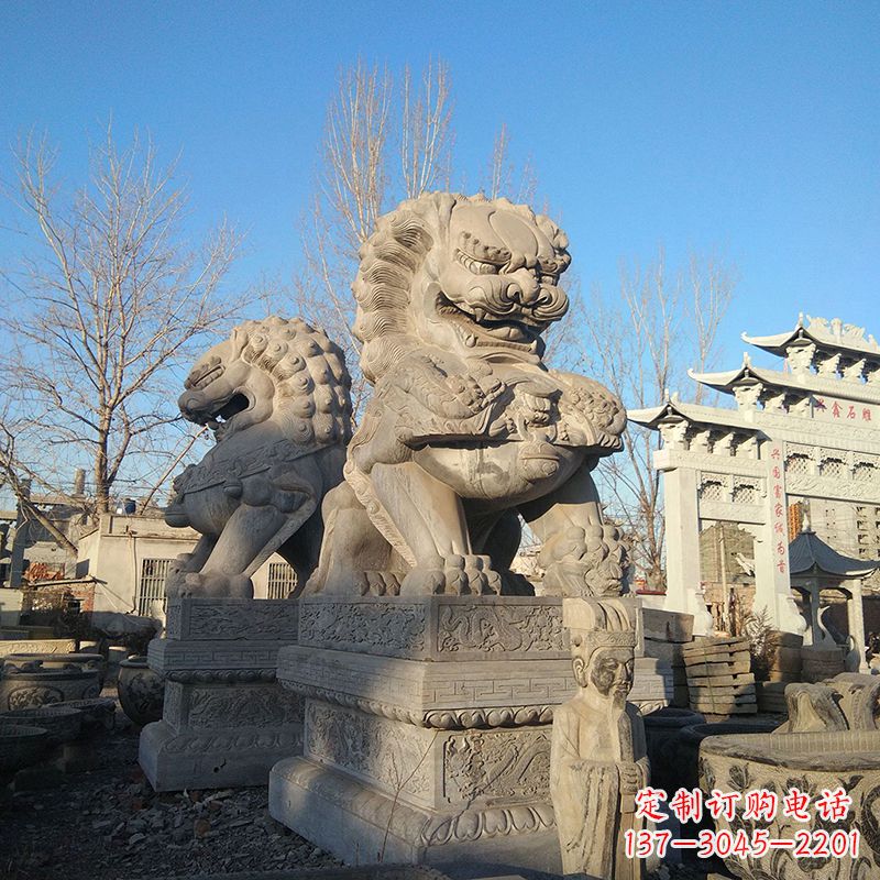 达州北京石雕狮子-企业楼宇大门动物雕塑摆件