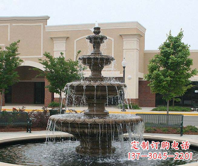 达州别墅景观石雕多层喷泉雕塑 (3)