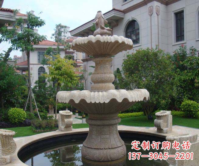 达州别墅景观石雕多层喷泉雕塑