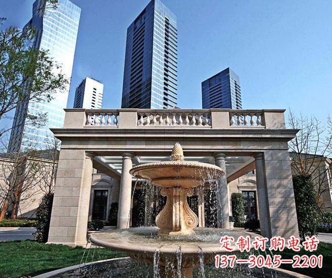 达州别墅景观晚霞红喷泉石雕 (2)