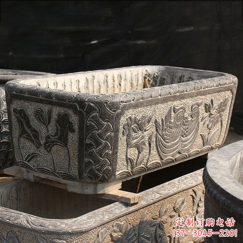 达州别墅石雕槽水缸
