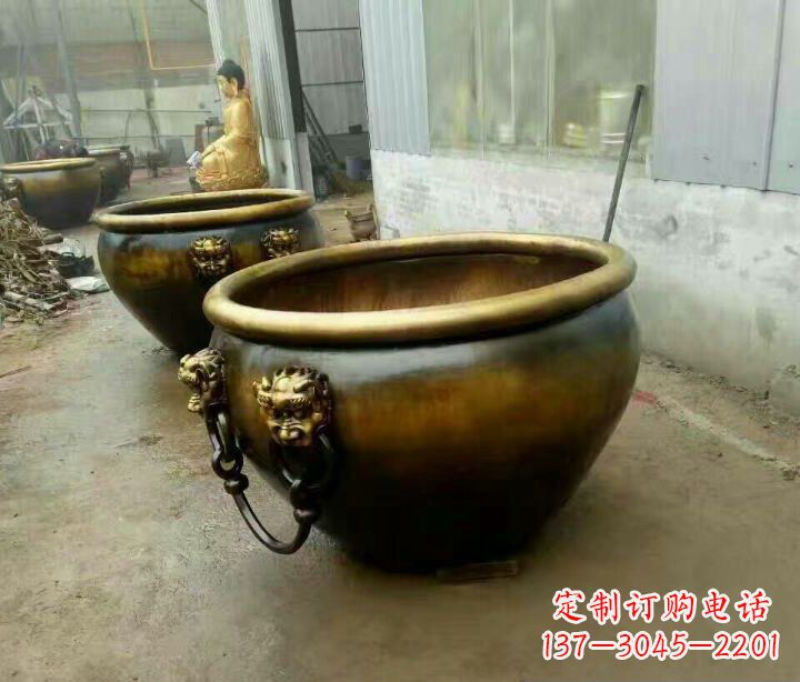达州精致的铜制家居摆件——水缸铜雕塑