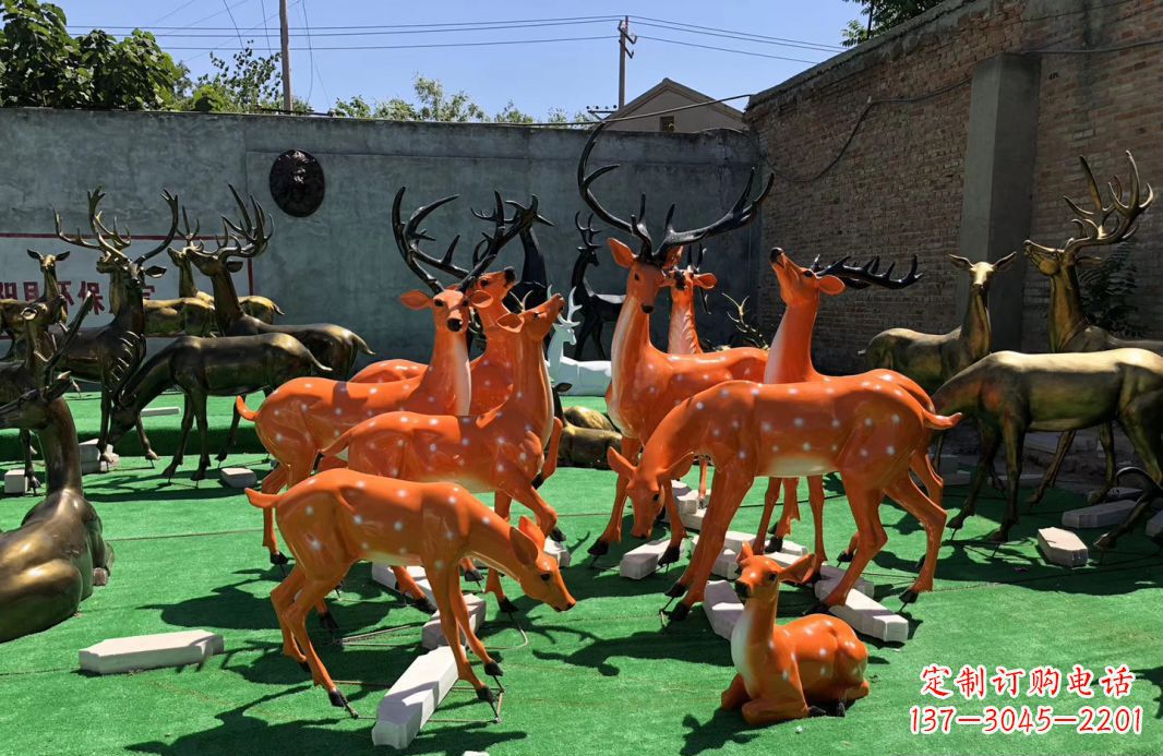 达州玻璃钢雕刻梅花鹿