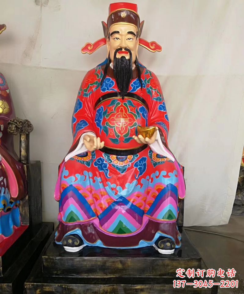达州玻璃钢彩绘文财神神像雕塑