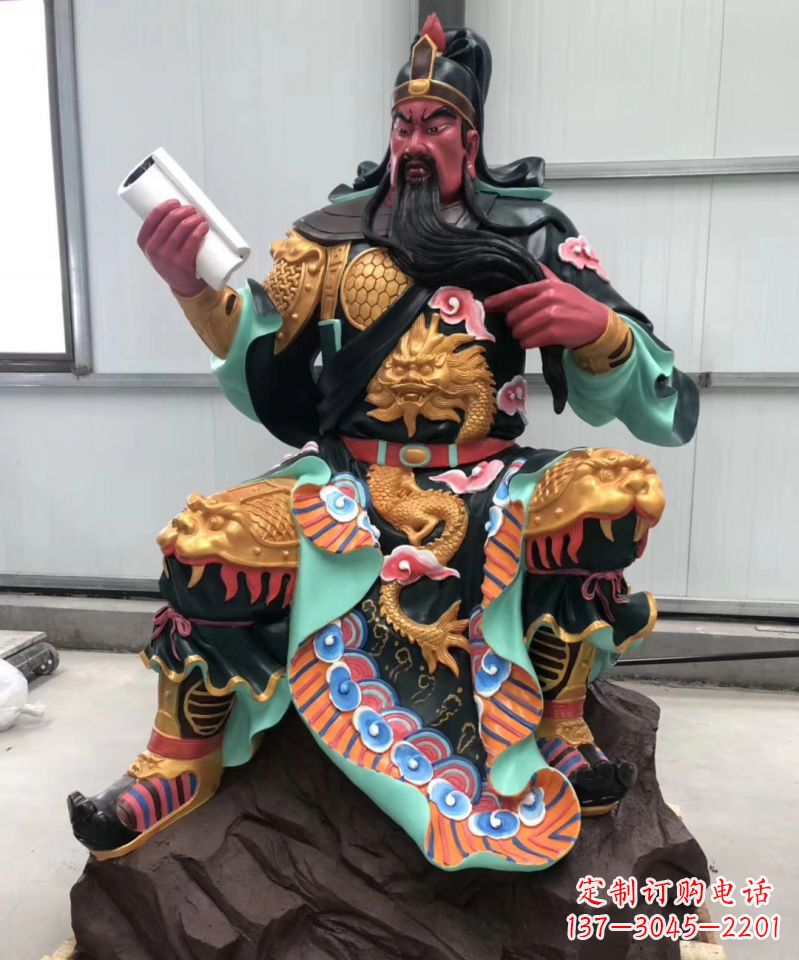 达州玻璃钢彩绘武财神关公雕像