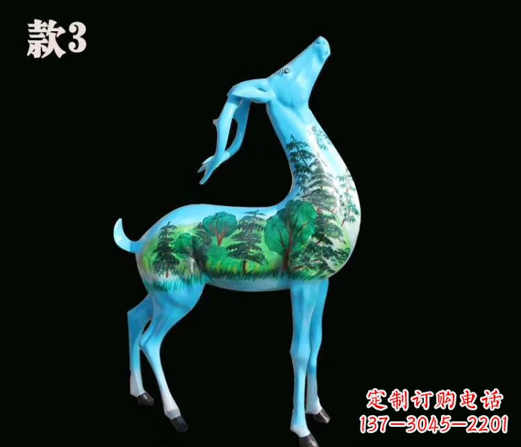 达州玻璃钢彩绘艺术小鹿雕塑