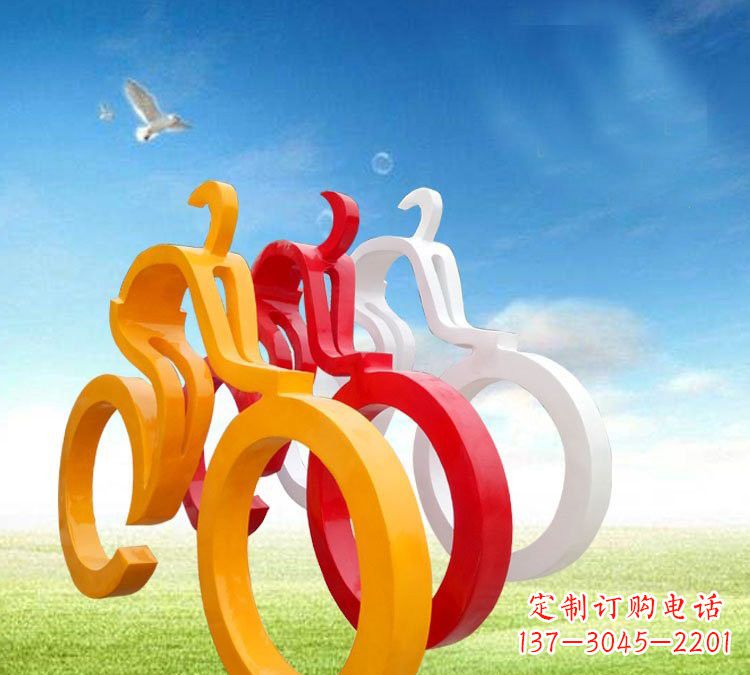 达州玻璃钢艺术自行车雕塑