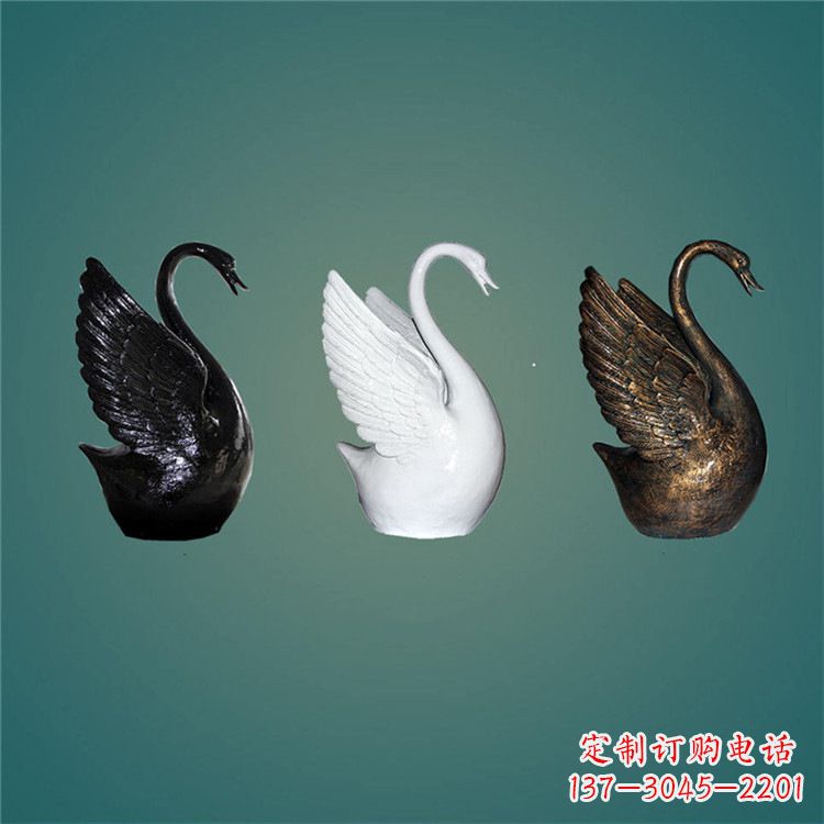 达州玻璃钢制天鹅雕塑,点缀水景水池