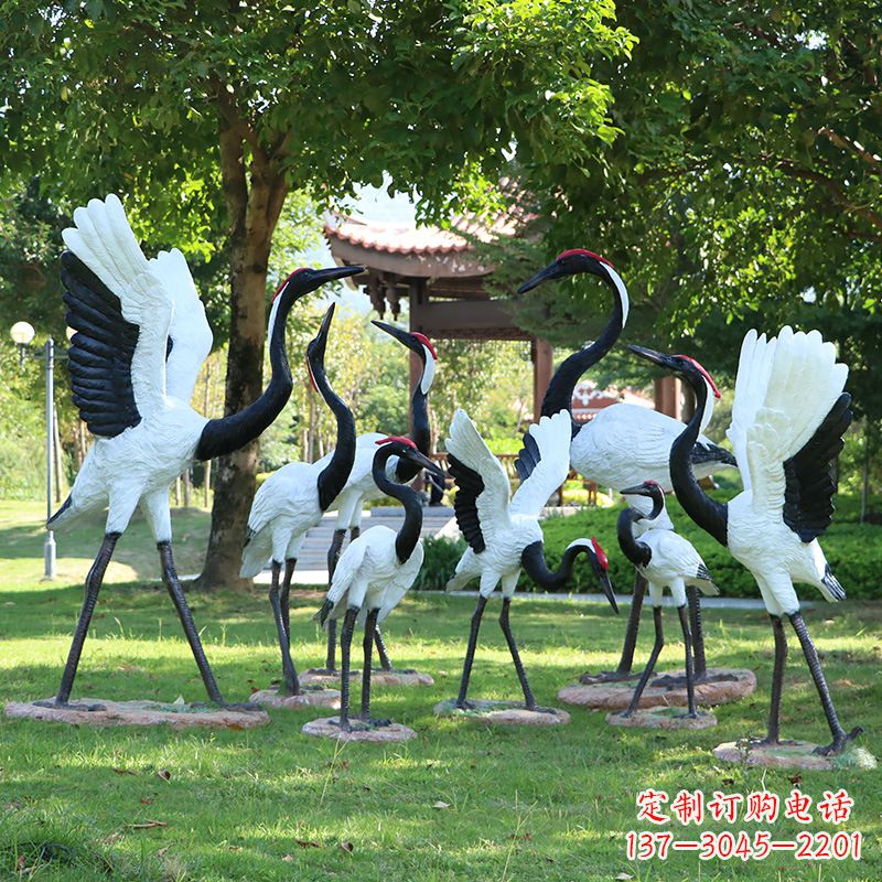 达州玻璃钢丹顶鹤雕塑