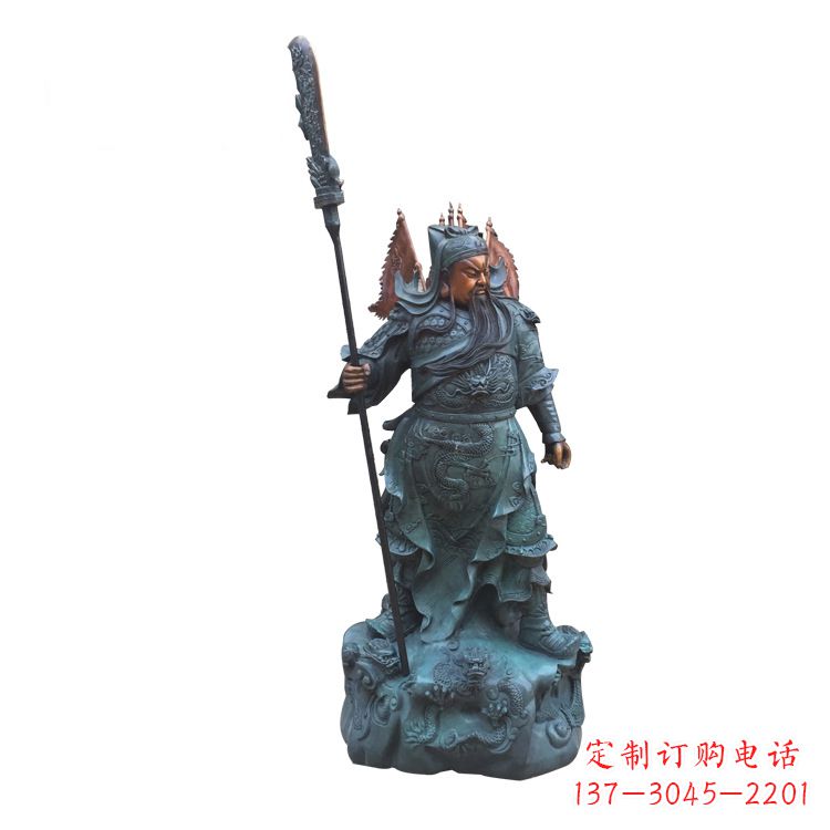 达州玻璃钢仿铜彩绘关公像