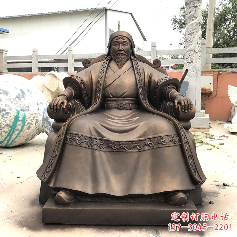 达州成吉思汗玻璃钢仿铜雕塑