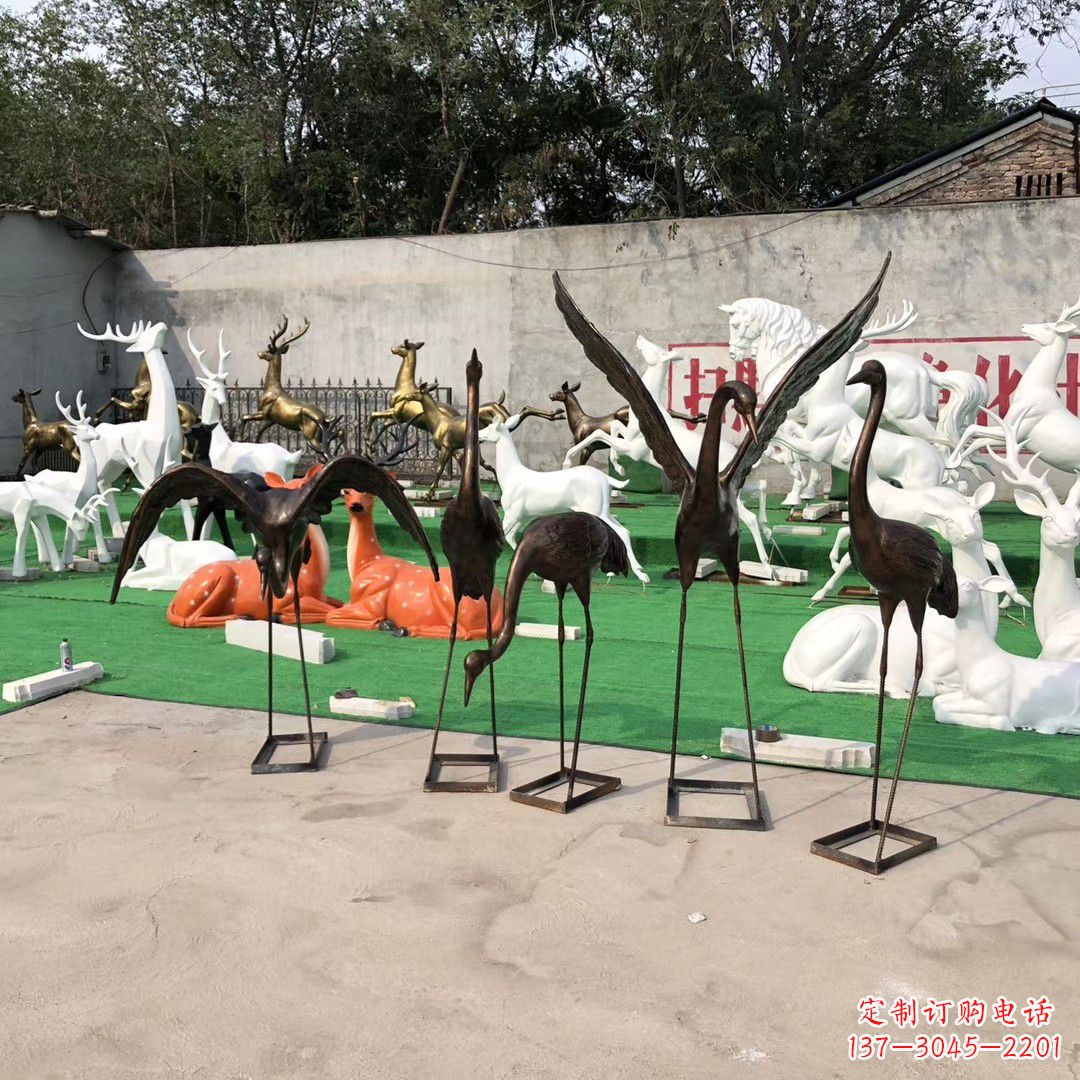 达州仙鹤玻璃钢雕塑精致美丽的艺术品