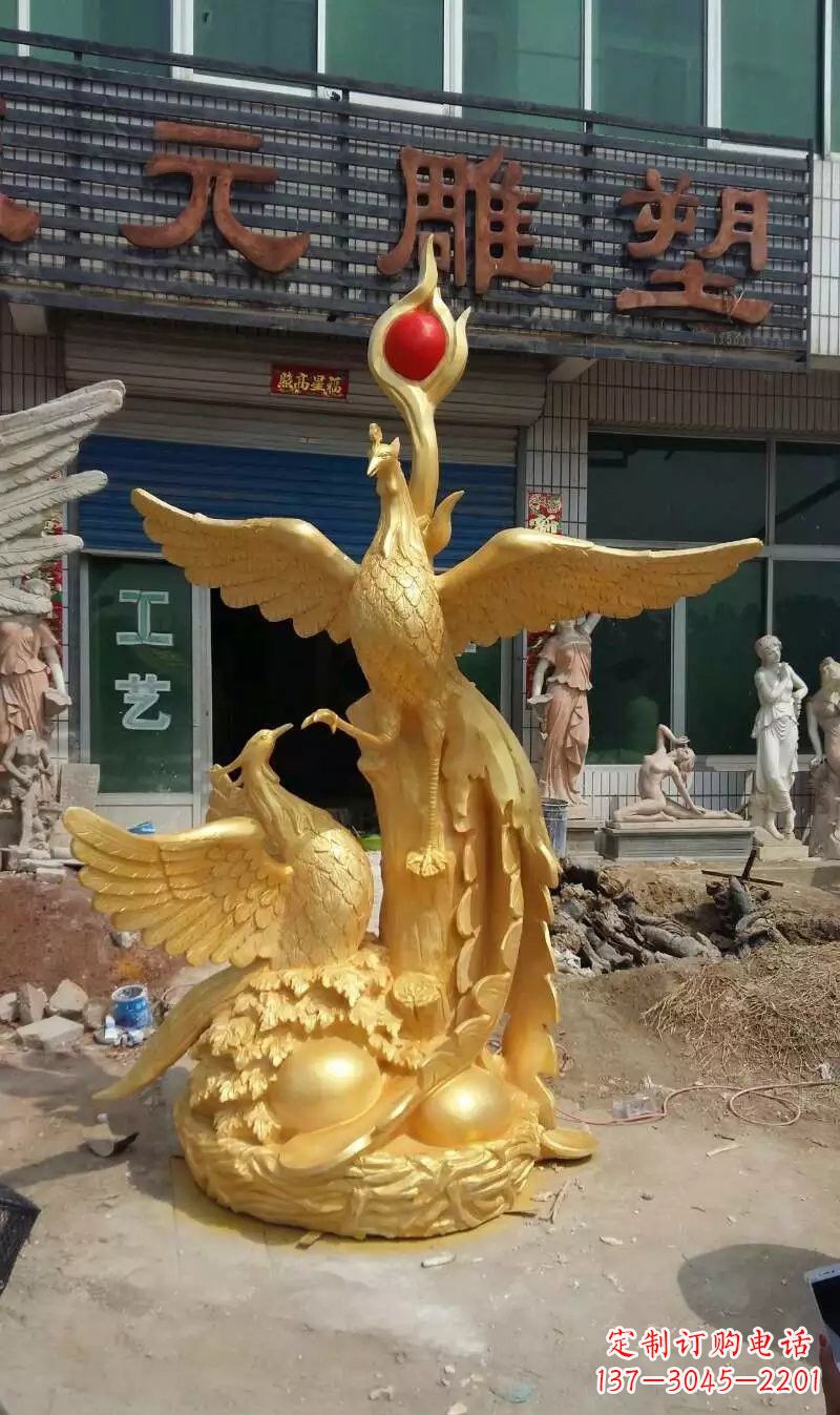 达州玻璃钢雕刻的凤凰之美