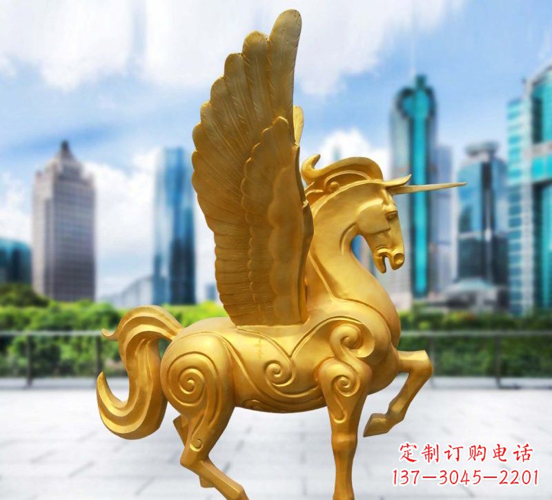 达州玻璃钢仿铜独角兽雕塑精美雕塑艺术
