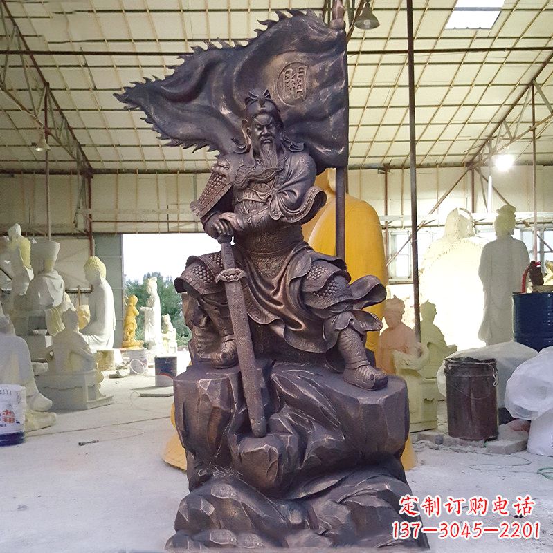 达州玻璃钢仿铜关公雕塑传承中国传统文化