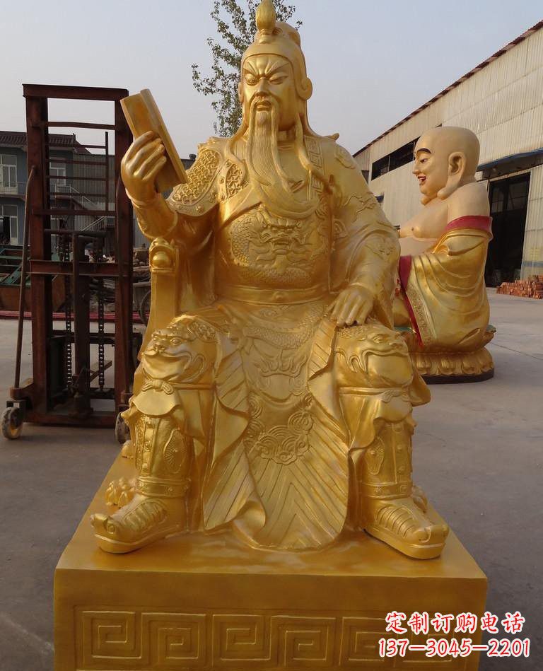 达州玻璃钢仿铜关公雕塑——传承春秋精神