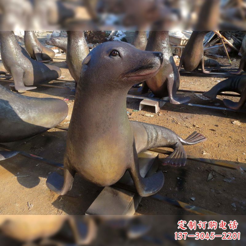 达州玻璃钢仿真海豹雕塑