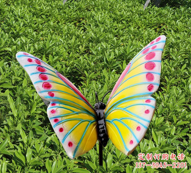 达州玻璃钢仿真蝴蝶插件,公园草丛昆虫雕塑