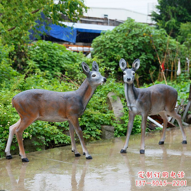 达州玻璃钢仿真鹿雕塑-农家院动物摆件