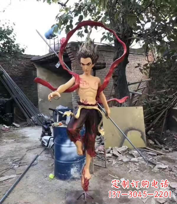 达州玻璃钢仿真哪吒雕塑