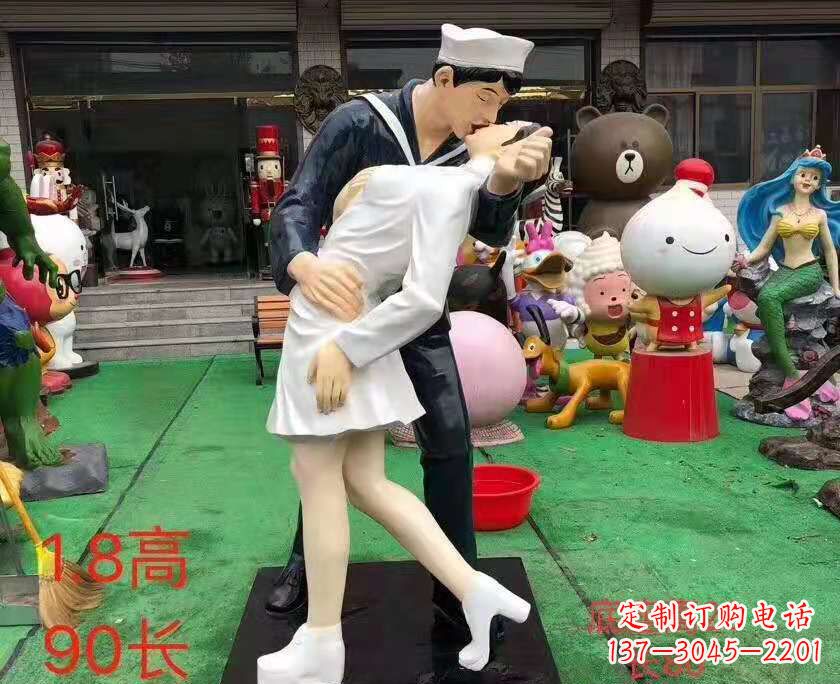 达州玻璃钢情侣雕塑——浪漫婚庆景观