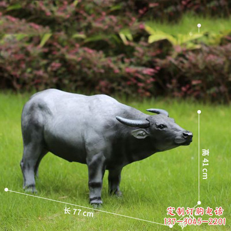 达州玻璃钢仿真水牛雕塑——点缀公园草坪