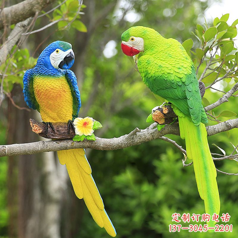 达州玻璃钢仿真鹦鹉-公园动物雕塑摆件