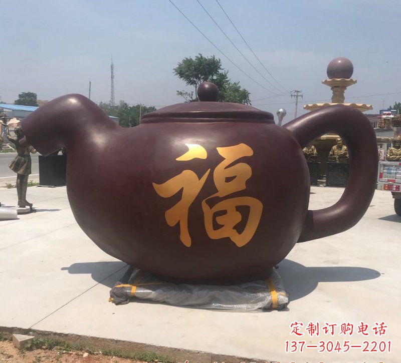 达州玻璃钢茶壶雕塑