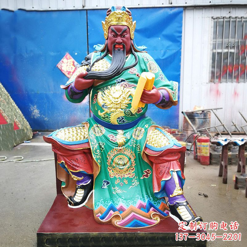 达州关圣雕塑玻璃钢彩绘之美