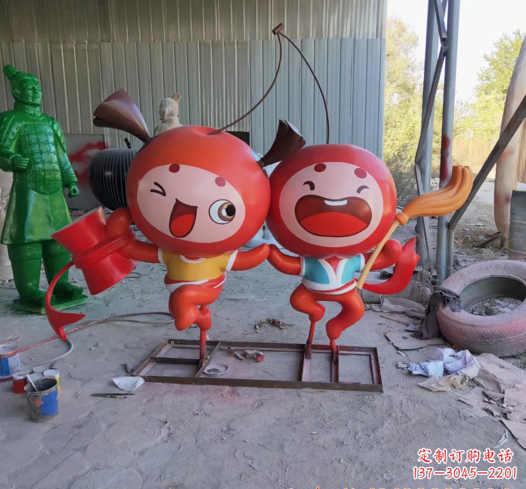 达州玻璃钢卡通苹果雕塑