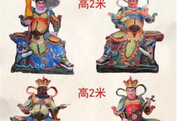 达州玻璃钢彩绘四大天王雕塑宏伟壮观的艺术珍品