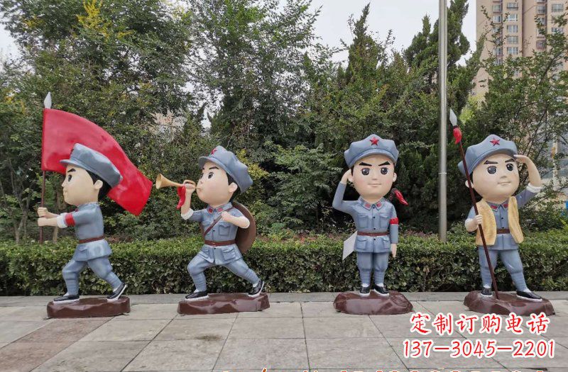 达州玻璃钢卡通小红军雕塑