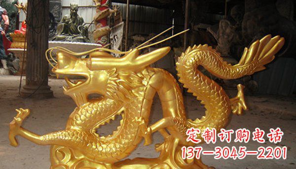 达州玻璃钢龙仿铜动物雕塑