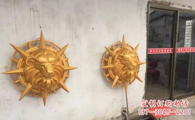 达州玻璃钢狮子头雕塑——精美景观装置