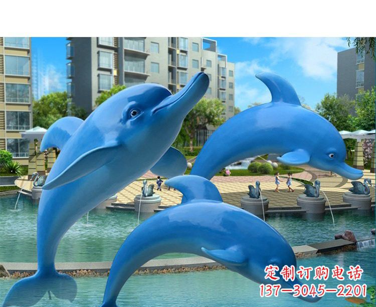 达州玻璃钢海豚雕塑灵动而美丽