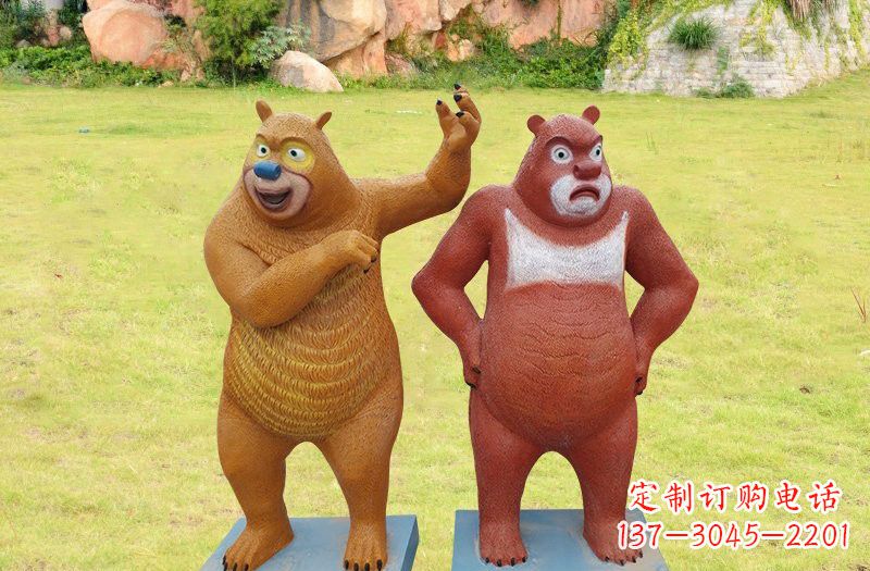 达州玻璃钢熊大熊二雕塑浪漫的熊熊之旅
