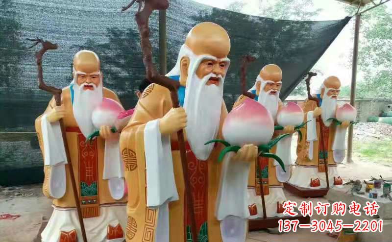 达州玻璃钢宗教庙宇神像彩绘老寿星雕塑