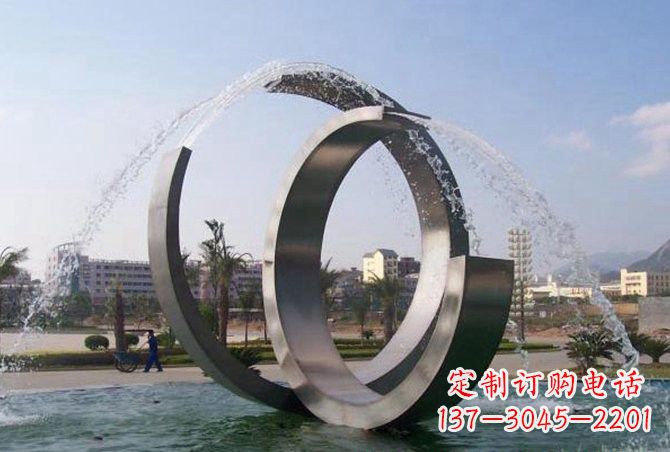达州不锈钢C形喷泉雕塑精美雕塑艺术