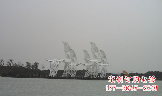 达州不锈钢白鹭动物雕塑美丽的艺术作品