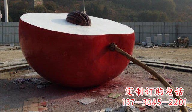 达州不锈钢半个苹果雕塑