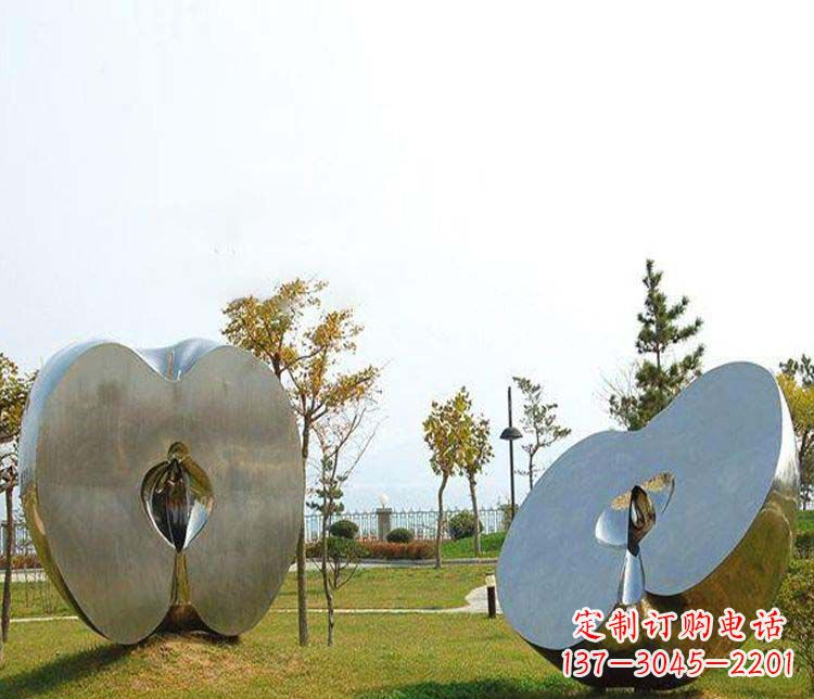达州不锈钢半块苹果雕塑 (2)