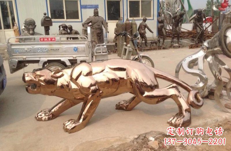 达州不锈钢豹子雕塑222
