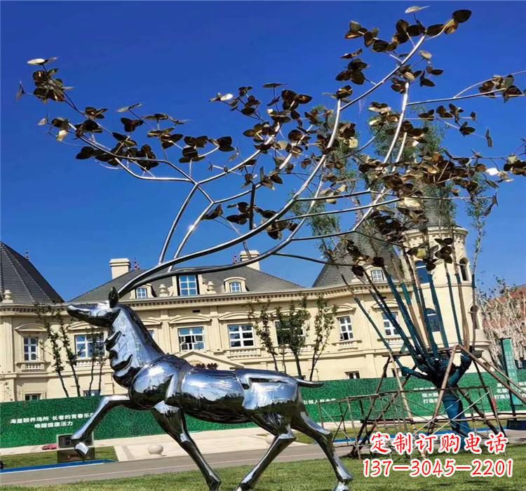达州不锈钢别墅梅花鹿雕塑