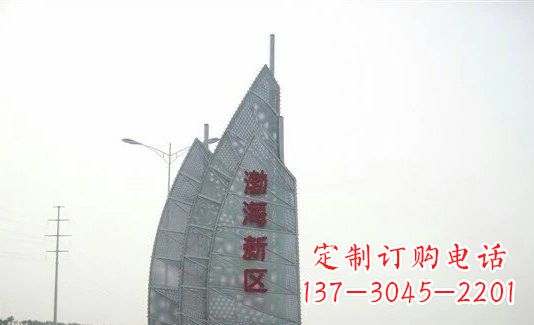 达州渤海新区精美不锈钢船帆雕塑